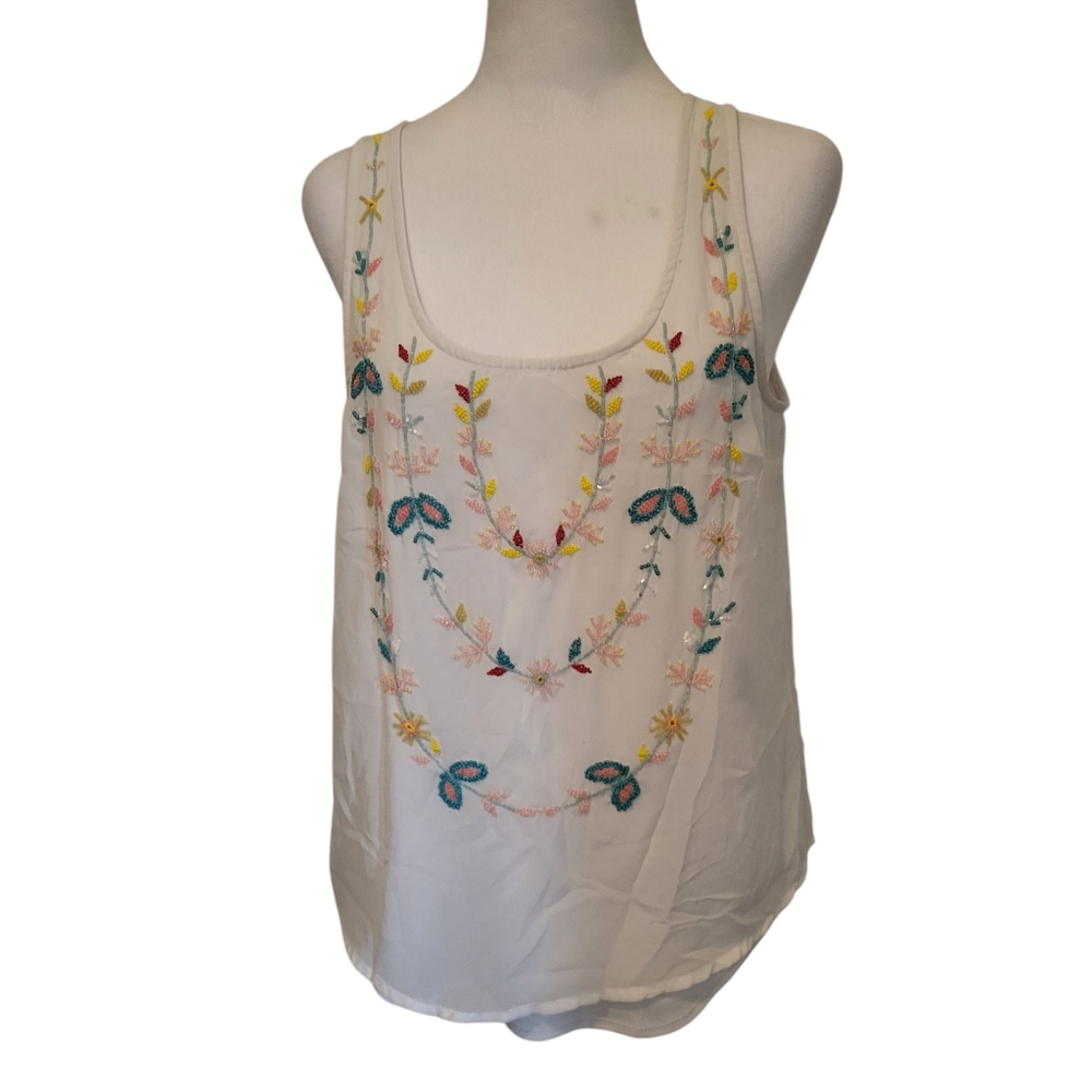 Lauren Conrad Floral Tank White sz M